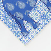 Paisleyolifant - kobaltblauw en wit fleece deken (Hoek)