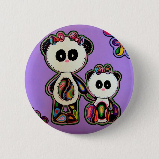 PAISLEYPANDAS RONDE BUTTON 5,7 CM (Voorkant)