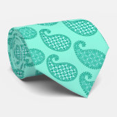 Paisleypatroon, aqua en turquoise stropdas (Opgerold)