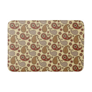 Paisleypatroon, bruin, tint en beige badmat