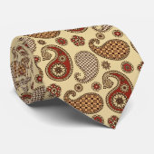 Paisleypatroon, bruin, tint en beige stropdas (Opgerold)