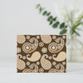 Paisleypatroon, Chocolate Brown en Tan Briefkaart (Staand voorkant)