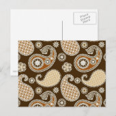 Paisleypatroon, Chocolate Brown en Tan Briefkaart (Voorkant / Achterkant)