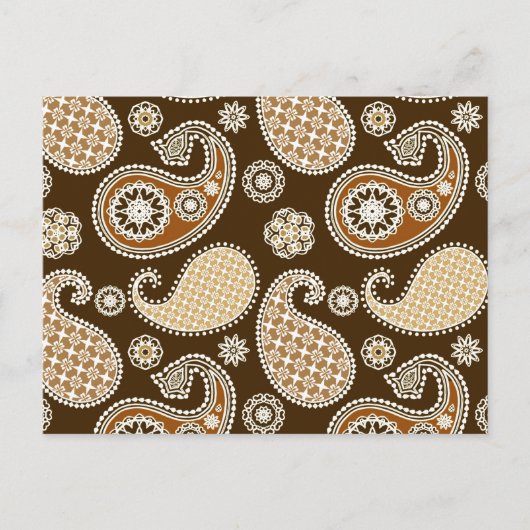 Paisleypatroon, Chocolate Brown en Tan Briefkaart (Voorkant)