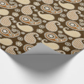 Paisleypatroon, Chocolate Brown en Tan Cadeaupapier (Hoek)