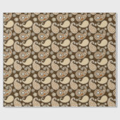 Paisleypatroon, Chocolate Brown en Tan Cadeaupapier (Vlak)