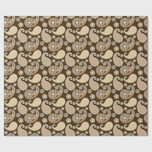 Paisleypatroon, Chocolate Brown en Tan Cadeaupapier (Vlak)