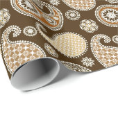 Paisleypatroon, Chocolate Brown en Tan Cadeaupapier (Rol Hoek)