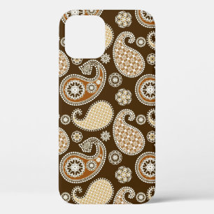 Paisleypatroon, Chocolate Brown en Tan iPhone 12 Pro Hoesje