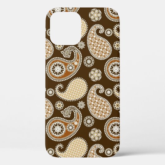 Paisleypatroon, Chocolate Brown en Tan Case-Mate iPhone Case (Achterkant)