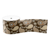 Paisleypatroon, Chocolate Brown en Tan Grosgrain Lint (Spoel)