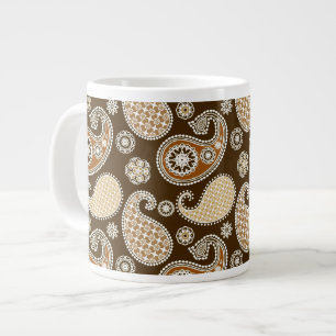 Paisleypatroon, Chocolate Brown en Tan Grote Koffiekop