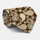 Paisleypatroon, Chocolate Brown en Tan Stropdas (Opgerold)