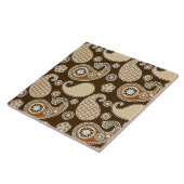 Paisleypatroon, Chocolate Brown en Tan Tegeltje (Zijkant)