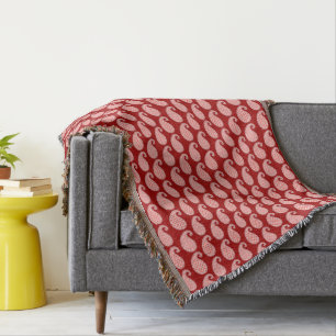 Paisleypatroon, diep rood en wit deken