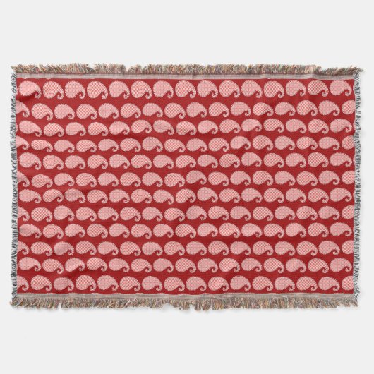 Paisleypatroon, diep rood en wit deken (Voorkant)