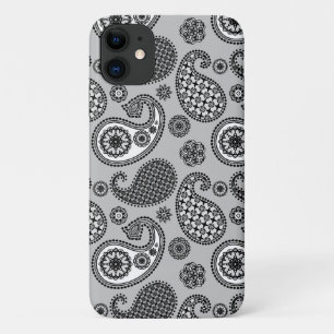 Paisleypatroon, grijze, zwarte en witte tinten iPhone 11 hoesje