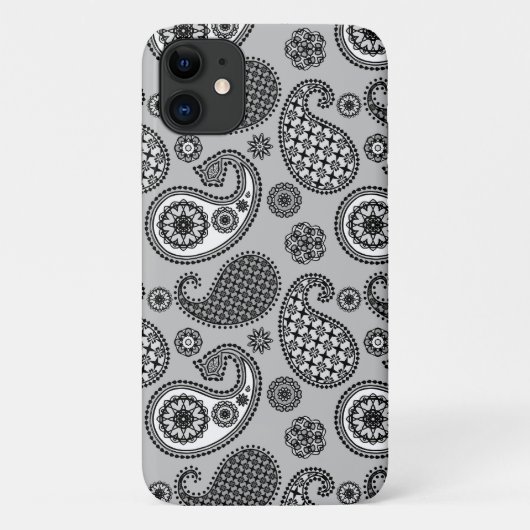 Paisleypatroon, grijze, zwarte en witte tinten Case-Mate iPhone case (Achterkant)