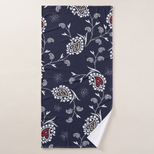 paisleypatroon in de marine badhanddoek