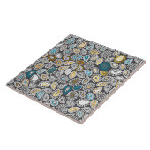 Paisleypatroon in wit, grijs, goud en turquoise tegeltje (Zijkant)