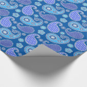 Paisleypatroon, kobaltblauw en wit cadeaupapier (Hoek)