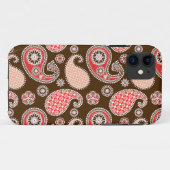 Paisleypatroon, koraal- en chocoladebruin Case-Mate iPhone case (Achterkant (horizontaal))
