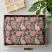 Paisleypatroon, koraal- en chocoladebruin tissuepapier (Geschenk)