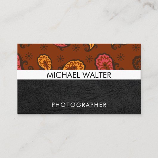 Paisleypatroon | Leer Visitekaartje (Voorkant)