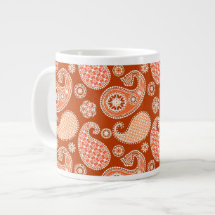 Paisleypatroon, Mandarin Oranje en Wit Grote Koffiekop