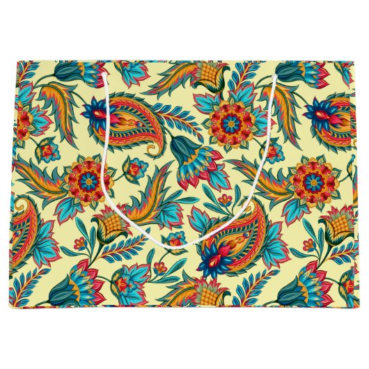  paisleypatroon op geel groot cadeauzakje (Voorkant)