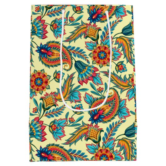  paisleypatroon op gele grote tas medium cadeauzakje (Achterkant)