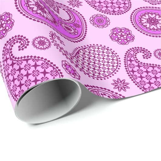 Paisleypatroon, orchidee en amethyst-paars cadeaupapier (Rol Hoek)