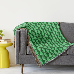 Paisleypatroon, smaragdgroen en wit deken