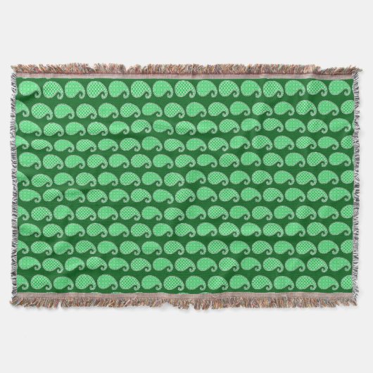 Paisleypatroon, smaragdgroen en wit deken (Voorkant)