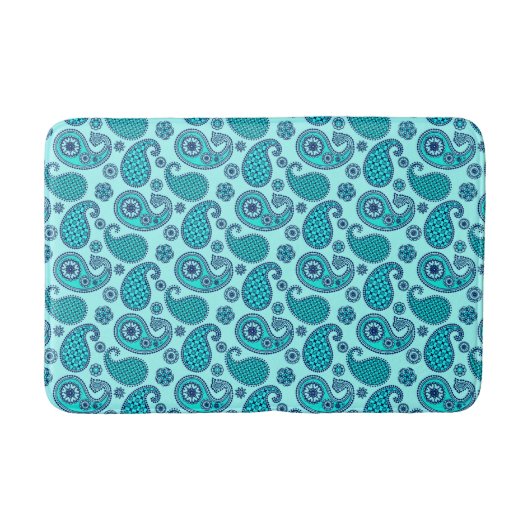 Paisleypatroon, turquoise, aqua en marine badmat (Voorkant)