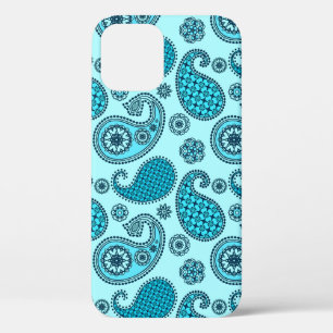 Paisleypatroon, turquoise, aqua en marine iPhone 12 hoesje