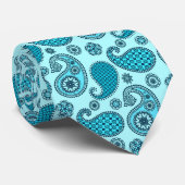 Paisleypatroon, turquoise, aqua en marine stropdas (Opgerold)