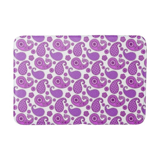 Paisleypatroon, violet, paars en wit badmat (Voorkant)
