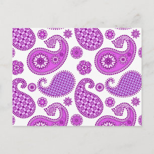 Paisleypatroon, violet, paars en wit briefkaart