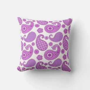 Paisleypatroon, violet, paars en wit buitenkussen