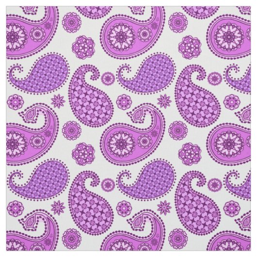 Paisleypatroon, violet, paars en wit stof (Swatch)