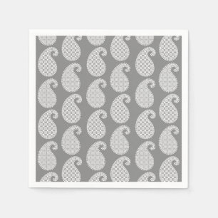 Paisleypatroon, zilvergrijs/grijs/wit servet