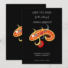 Paisleypatroonposter – Boho-bloemige Mandala-kunst Save The Date