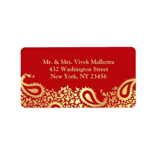 Paisleys Elegant Indiaas Verzendadres Label (Voorkant)