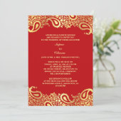 Paisleys Elegant Indian Wedding Flat Invitation Kaart (Staand voorkant)