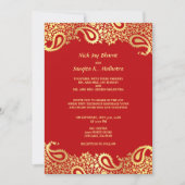 Paisleys Elegant Indian Wedding Flat Invitation Kaart (Voorkant)