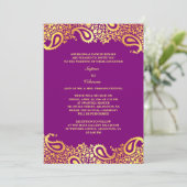 Paisleys Elegant Indian Wedding Flat Invitation Kaart (Staand voorkant)
