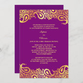 Paisleys Elegant Indian Wedding Flat Invitation Kaart (Voorkant / Achterkant)