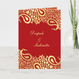Paisleys Elegant Indian Wedding Folded Uitnodiging