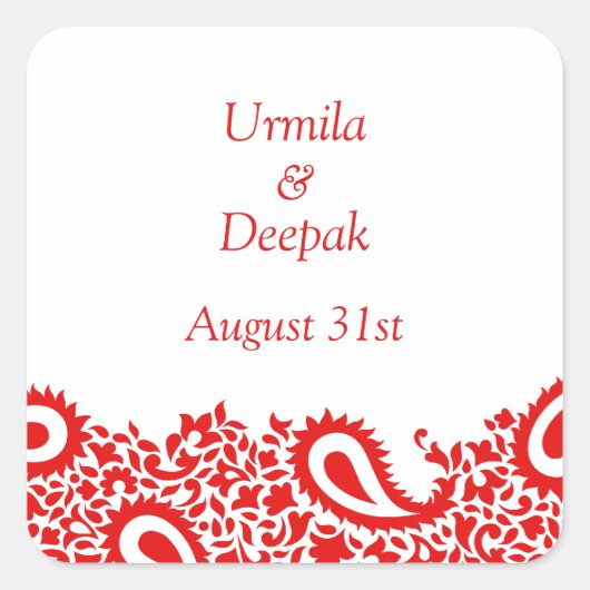 Paisleys Elegant Indiase bruiloft Sticker (Voorkant)